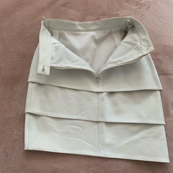 Retro 80s Vintage Leather Skirt White Mini - Picture 5 of 10